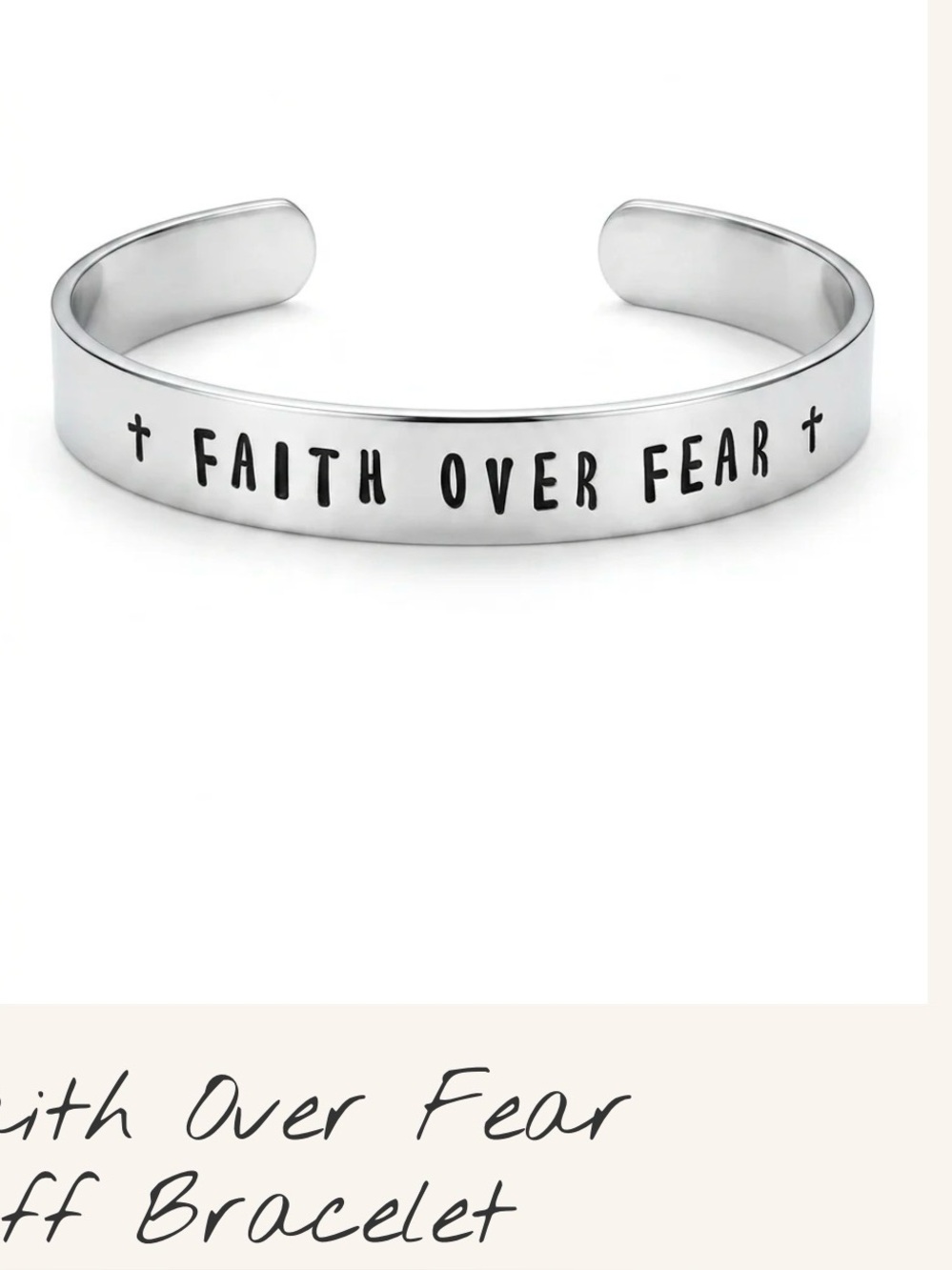 Faith Over Fear Silver Cuff Bracelet